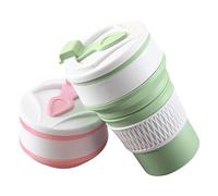 Kujinova 2 Pcs Collapsible Cup, Cup with Lid Foldable, Collapsible Camping Mug, Travel Mug, Made of Silicone, Safe and Environmentally Friendly, Reusable, Suitable for Picnic, Camping, Travelling