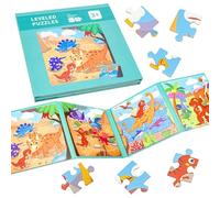 Kujinova Magnetic Puzzles Book for Toddlers, 73-Piece Dinosaur Jigsaw Travel Toy, Educational Activity Pack for Kids Road Trips & Games