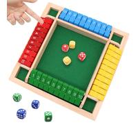 Kujinova Shut The Box game 4 players, wooden board game, Shut The Box dice game, educational maths toy, dice games board games, maths games for children and adults (B)