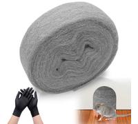 Kujinova Wire Wool, Steel Wool, Steel Wool Mice Blocker (4M), 0000 steel wool, rodent repellent steel wire wool for holes, cracks in walls, rodent-proofing devices for homes, garages and gardens