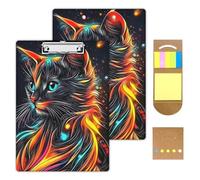KUJKBFWJ Acrylic Clipboards with Sticky Note, A4 Letter Size Durable Cute Clip Board 9x12.5, for Students, Nursing, School and Office, with Low Profile Clip & Hanging Loop, Cat with Long Hair