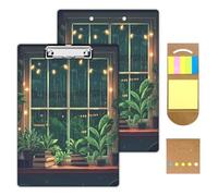 KUJKBFWJ Acrylic Clipboards with Sticky Note, A4 Letter Size Durable Cute Clip Board 9x12.5, for Students, Nursing, School and Office, with Low Profile Clip & Hanging Loop, Sill Planting