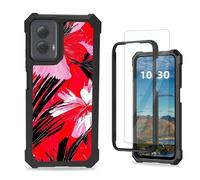 KUJKBFWJ Case for Motorola Moto G Power 5G 2024, [Military-Grade Protection] 4-Airbag Corners + Dual Layer Design | Shockproof Rugged Bumper, Cover for Moto G Power 5G 2024, Red and Pink Flora