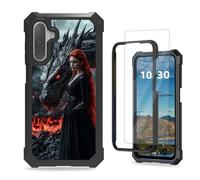 KUJKBFWJ Case for Samsung Galaxy A36, [Military-Grade Protection] 4-Airbag Corners + Dual Layer Design | Shockproof Rugged Bumper, Heavy Duty Phone Cover for Galaxy A36, Red-haired Woman and Dragon