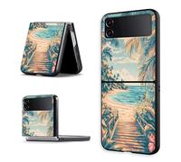 KUJKBFWJ Case for Samsung Galaxy Z Flip 4, Hard PC Slim Shockproof Anti-Scratch Protective Phone Cover for Galaxy Z Flip 4, Cute Slim Ultra-Thin Hard Cover, Tropical Beach