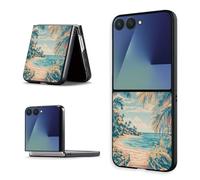 KUJKBFWJ Case for Samsung Galaxy Z Flip 7, Print-Upgraded Ultra-Thin Hard PC Cover, Slim Shockproof Anti-Scratch Protective Phone Cover for Galaxy Z Flip 7, Tropical Beach