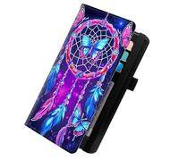 KUJKBFWJ Checkbook Cover for Personal Checkbook, Checkbook Holder with Pen Holder & Built-in Clear Plastic Divider for Duplicate Checks, 3, Dreamcatcher and Moth, 7.8 x 4.7 x 0.3 inches, Contemporary