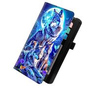 KUJKBFWJ Checkbook Cover for Personal Checkbook, Checkbook Holder with Pen Holder & Built-in Clear Plastic Divider for Duplicate Checks, 10, Wolf On The Mountaintop, 7.8 x 4.7 x 0.3 inches
