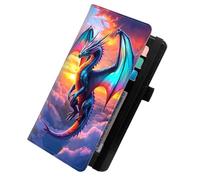 KUJKBFWJ Checkbook Cover for Personal Checkbook, Checkbook Holder with Pen Holder & Built-in Clear Plastic Divider for Duplicate Checks, 3, The Purple Blue Dragon, 7.8 x 4.7 x 0.3 inches, Contemporary