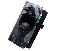 KUJKBFWJ Checkbook Cover for Personal Checkbook, Checkbook Holder with Pen Holder & Built-in Clear Plastic Divider for Duplicate Checks, 11, Crow on the Skull, 7.8 x 4.7 x 0.3 inches, Contemporary