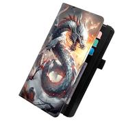 KUJKBFWJ Checkbook Cover for Personal Checkbook, Checkbook Holder with Pen Holder & Built-in Clear Plastic Divider for Duplicate Checks, 11, White Dragon and Hill, 7.8 x 4.7 x 0.3 inches, Contemporary