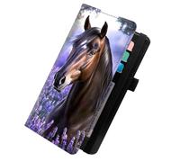 KUJKBFWJ Checkbook Cover for Personal Checkbook, Checkbook Holder with Pen Holder & Built-in Clear Plastic Divider for Duplicate Checks, 4, Horses in the Field, 7.8 x 4.7 x 0.3 inches, Contemporary