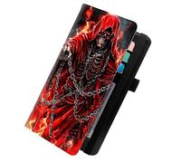 KUJKBFWJ Checkbook Cover for Personal Checkbook, Checkbook Holder with Pen Holder & Built-in Clear Plastic Divider for Duplicate Checks, 6, Hell Death, 7.8 x 4.7 x 0.3 inches, Contemporary