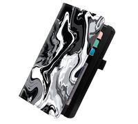 KUJKBFWJ Checkbook Cover for Personal Checkbook, Checkbook Holder with Pen Holder & Built-in Clear Plastic Divider for Duplicate Checks, 9, Zebra Marble, 7.8 x 4.7 x 0.3 inches, Contemporary