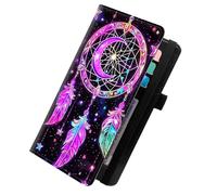 KUJKBFWJ Checkbook Cover for Personal Checkbook, Checkbook Holder with Pen Holder & Built-in Clear Plastic Divider for Duplicate Checks, 11, Starry Pink Dreamcatcher, 7.8 x 4.7 x 0.3 inches