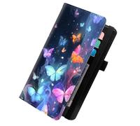 KUJKBFWJ Checkbook Wallet & Holder | Leather Cover for Duplicate/Side-Tear Checks | Slim Check Book Wallet Women & Men with Card Slots, Pen Loop | Premium Unisex Organizer, 17, Colorful Butterflies