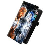 KUJKBFWJ Checkbook Wallet & Holder | Leather Cover for Duplicate/Side-Tear Checks | Slim Check Book Wallet Women & Men with Card Slots, Pen Loop | Premium Unisex Organizer, 20, The Fighting Lion, 7.8