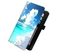 KUJKBFWJ Checkbook Wallet & Holder | Leather Cover for Duplicate/Side-Tear Checks | Slim Check Book Wallet Women & Men with Card Slots, Pen Loop | Premium Unisex Organizer, 18, The Vast Sea, 7.8 x 4.7