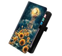 KUJKBFWJ Checkbook Wallet & Holder | Leather Cover for Duplicate/Side-Tear Checks | Slim Check Book Wallet Women & Men with Card Slots, Pen Loop | Premium Unisex Organizer, 16, Picking the Moon in the