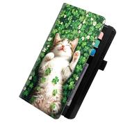 KUJKBFWJ Checkbook Wallet & Holder | Leather Cover for Duplicate/Side-Tear Checks | Slim Check Book Wallet Women & Men with Card Slots, Pen Loop | Premium Unisex Organizer, 14, Little Cat Lawn, 7.8 x