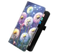 KUJKBFWJ Checkbook Wallet & Holder | Leather Cover for Duplicate/Side-Tear Checks | Slim Check Book Wallet Women & Men with Card Slots, Pen Loop | Premium Unisex Organizer, Colorful Dandelion