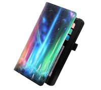 KUJKBFWJ Checkbook Wallet & Holder | Leather Cover for Duplicate/Side-Tear Checks | Slim Check Book Wallet Women & Men with Card Slots, Pen Loop | Premium Unisex Organizer, 19, Colorful Aurora, 7.8 x