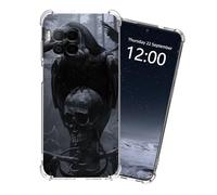 KUJKBFWJ Designed for T-Mobile Revvl 6 Pro 5G Clear Case,Not Yellowing Clear Soft Shockproof Slim Phone Case, 4 Airbag Corners Protective Phone Case for T-Mobile, Crow on The Skull