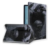 KUJKBFWJ for Amazon Fire HD 8'' 2016/2017/2018 PU Leather Slim Folio Stand Hard PC Back Shell Smart Cover Case, Support Auto Wake/Sleep, Crow on The Skull
