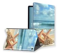 KUJKBFWJ for Amazon Fire HD 8'' 2016/2017/2018 PU Leather Slim Folio Stand Hard PC Back Shell Smart Cover Case, Support Auto Wake/Sleep, Starfish at The Beach