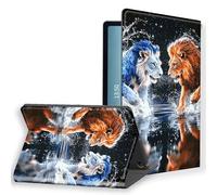 KUJKBFWJ for Kindle Fire HD8 2016/2017 / 2018 8'' PU Leather Tablet Cover, Slim Folio Stand Hard PC Back Shell Smart Tablet Case Cover, Fit for Kindle, The Fighting Lion