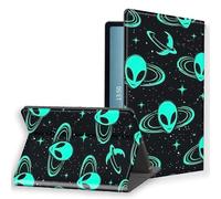 KUJKBFWJ for Kindle Paperwhite 6 12th 7''& Colorsoft 7'' PU Leather Smart Magnetic Tablet Case, Slim Folio Stand Hard PC Back Shell Cover, Support Auto Wake/Sleep, Green Alien