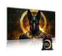 KUJKBFWJ for MTG Playmat in Storage Bag, Commander Board Game Play Mat Desk Pad, Hand-Painted Stitched Edges Aged Map 27.6x15.7 in,Ideal for TCG/MTG/CCG/RPG Game Playmat, Anubis