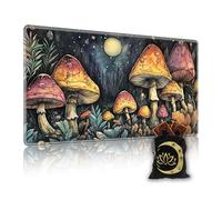 KUJKBFWJ for MTG Playmat in Storage Bag, Commander Board Game Play Mat Desk Pad, Hand-Painted Stitched Edges Aged Map 27.6x15.7 in,Ideal for TCG/MTG/CCG/RPG Game Playmat, an Enchanted Forest