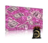 KUJKBFWJ for MTG Playmat in Storage Bag, Commander Board Game Play Mat Desk Pad, Hand-Painted Stitched Edges Aged Map 27.6x15.7 in,Ideal for TCG/MTG/CCG/RPG Game Playmat, Pink Money Poster