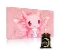 KUJKBFWJ for MTG Playmat in Storage Bag, Commander Board Game Play Mat Desk Pad, Hand-Painted Stitched Edges Aged Map 27.6x15.7 in,Ideal for TCG/MTG/CCG/RPG Game Playmat, Cute Pink Dinosaur