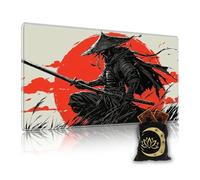 KUJKBFWJ for MTG Playmat in Storage Bag, Commander Board Game Play Mat Desk Pad, Hand-Painted Stitched Edges Aged Map 23.6x13.8 in,Ideal for TCG/MTG/CCG/RPG Game Playmat, Samurai Swordsman