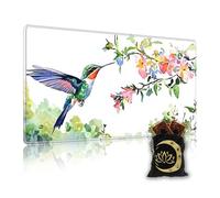 KUJKBFWJ for MTG Playmat in Storage Bag, Commander Board Game Play Mat Desk Pad, Hand-Painted Stitched Edges Aged Map 23.6x13.8 in,Ideal for TCG/MTG/CCG/RPG Game Playmat, Hummingbird with Flowers