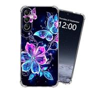 KUJKBFWJ for Samsung Galaxy A14 Clear Case, Not Yellowing Clear Soft Shockproof Slim Case, 4 Airbag Corners Protective Phone Case for Samsung Galaxy A14, Butterfly and Flower