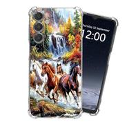KUJKBFWJ for Samsung Galaxy A15 Clear Case, Not Yellowing Clear Soft Shockproof Slim Case, 4 Airbag Corners Protective Phone Case for Samsung Galaxy A15, Horses Through River