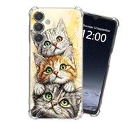 KUJKBFWJ for Samsung Galaxy A16 Clear Case, Not Yellowing Clear Soft Shockproof Slim Case, 4 Airbag Corners Protective Phone Case for Samsung Galaxy A16, Three Cute Kittens