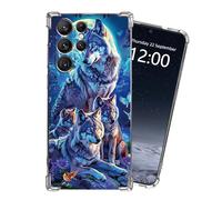 KUJKBFWJ for Samsung Galaxy S23 Ultra Clear Case, Not Yellowing Clear Soft Shockproof Slim Case, 4 Airbag Corners Protective Phone Case for Samsung Galaxy S23 Ultra, Wolf On The Mountaintop
