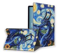 KUJKBFWJ for Samsung Galaxy Tab S9 FE 10.9inch/S10 FE 2025 PU Leather Tablet Cover, Slim Folio Stand Hard PC Back Shell Smart Tablet Case Cover, Dragon in The Style of Van Goghs