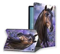 KUJKBFWJ for Samsung Galaxy Tab S9 FE 10.9inch/S10 FE 2025 PU Leather Tablet Cover, Slim Folio Stand Hard PC Back Shell Smart Tablet Case Cover, Horses in The Field