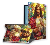 KUJKBFWJ for Samsung Galaxy Tab S9 FE 10.9inch/S10 FE 2025 PU Leather Tablet Cover, Slim Folio Stand Hard PC Back Shell Smart Tablet Case Cover, Divine Mercy