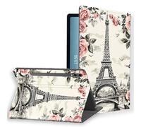 KUJKBFWJ for Samsung Galaxy Tab S9 Plus/S9 FE Plus 12.4 ''/S10 Plus PU Leather Tablet Cover, Slim Folio Stand Hard PC Back Shell Smart Tablet Case Cover, Iron Tower and Rose