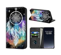 KUJKBFWJ Phone Case Wallet for Samsung Galaxy A13, RFID Women Approved Cell Phone Wallet with 3 Card Slots,Flip PU Leather Magnetic Closure Cover for Galaxy A13, Dreamcatcher with White Feathers