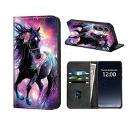 KUJKBFWJ Phone Case Wallet for Samsung Galaxy A13, RFID Women Approved Cell Phone Wallet with 3 Card Slots,Flip PU Leather Magnetic Closure Cover for Galaxy A13, Colorful Horse