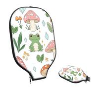 KUJKBFWJ Pickleball Paddle Cover- Premium Water-Resistant Racket Sleeves with Reinforced Zippers, Extra Padding Protection, Universal Fit for USAPA Standard Paddles, Mushrooms Cute Frog