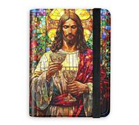 KUJKBFWJ RFID Blocking Passport Holder Wallet - Premium Leather Travel Accessories for Women & Men, Secure Card Case Organizer, 8, Divine Mercy, 4.25 * 5.6 IN, Classic