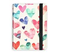 KUJKBFWJ RFID Blocking Passport Holder Wallet - Premium Leather Travel Accessories for Women & Men, Secure Card Case Organizer, 10, Raining Hearts, 4.25 * 5.6 IN, Classic